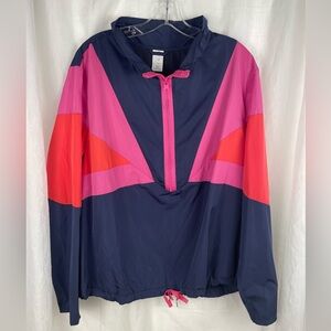 Lane Bryant LIVI Active Pullover Half Zip Windbreaker Retro Colorblock 18 20 2X